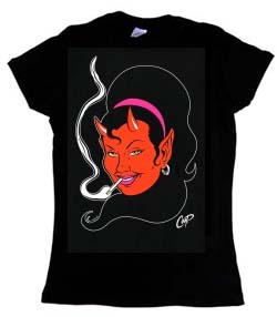 Coop- Devil Girl on a black girls fitted shirt (Sale price!)