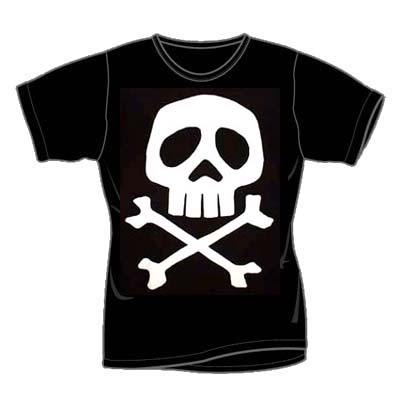 Captain Harlock Skull And Crossbones on a black girls fitted shirt 