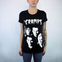 Cramps- Faces on a black girls fitted shirt