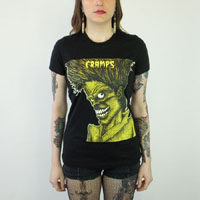 Cramps- Bad Music For Bad People on a black girls fitted shirt