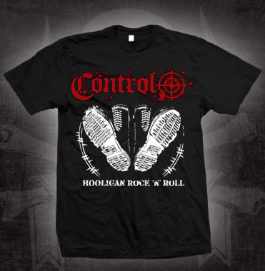 Control- Hooligan Rock N Roll on a black shirt