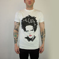 Cure- Face on a white slim fit shirt