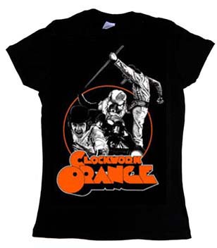 Clockwork Orange- Collage on a black girls fitted shirt