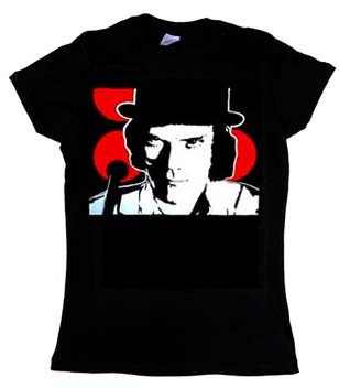 Clockwork Orange- Face on a black girls fitted shirt
