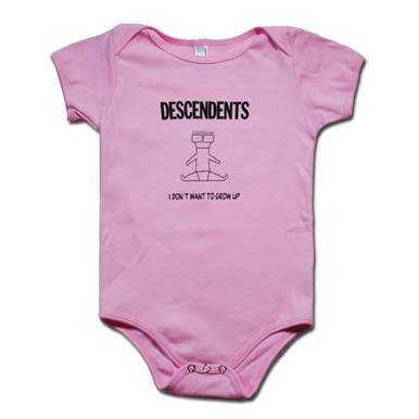Descendents- I Don't Want To Grow Up on a pink onesie (S:3-6m, M:6-12m, L:12-18m, XL:18-24m)