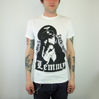 Don't Fuck With Lemmy (Motorhead) on a white slim fit shirt