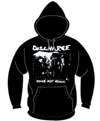 Discharge- Noise Not Music on a black hooded sweatshirt