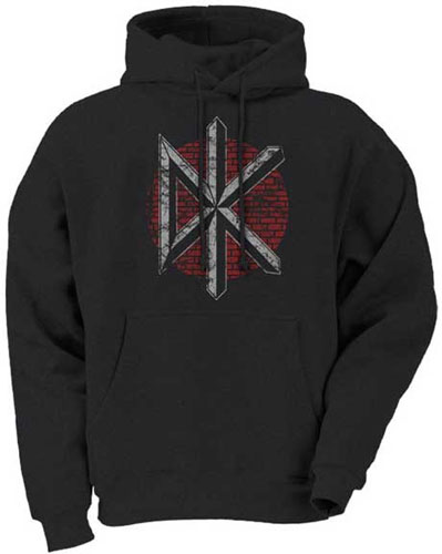 Dead Kennedys- Distressed Brick Logo on a black hooded sweatshirt
