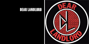 Dear Landlord- Logo on front, Dead Kennedys Style Logo on back of a black zip up hooded sweatshirt