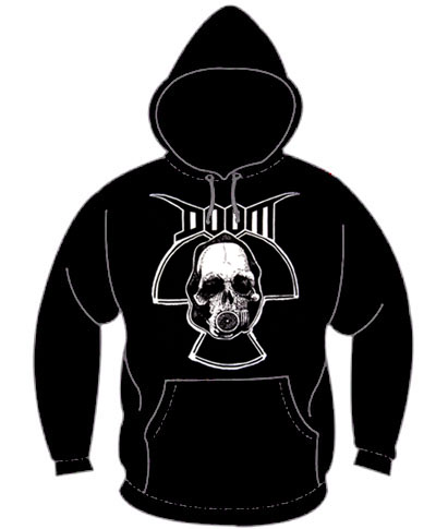 Doom- Nuke Skull on a black hooded sweatshirt