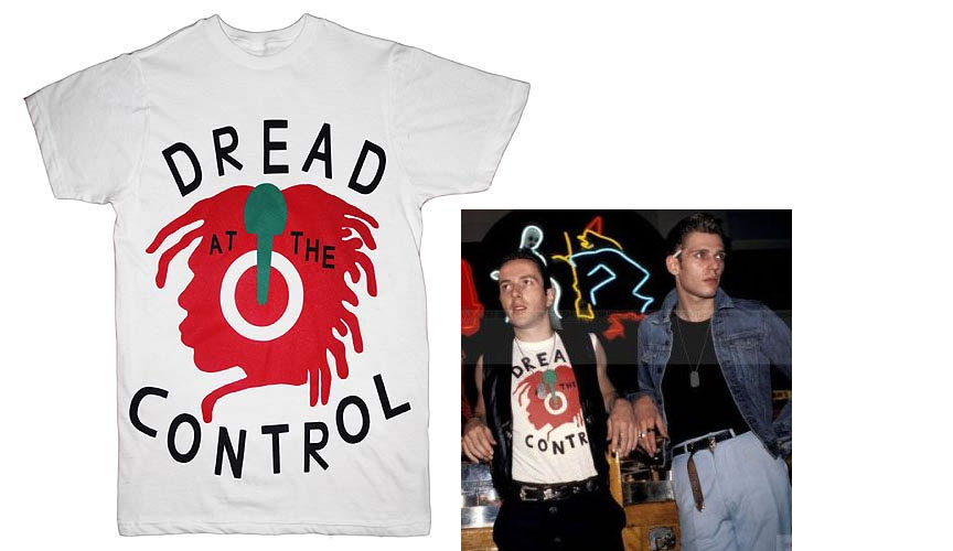 Dread At The Controls on a white slim fit shirt