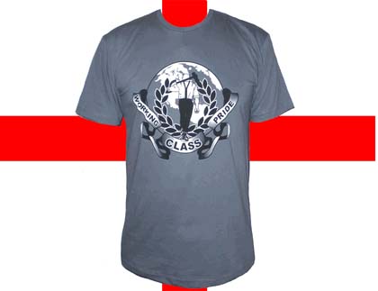 Show product details for Working Class Pride on a grey shirt by England Belongs