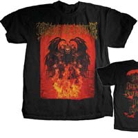 Cradle Of Filth- Demon on front, Peace Through Superior Fire Power on back on a black shirt