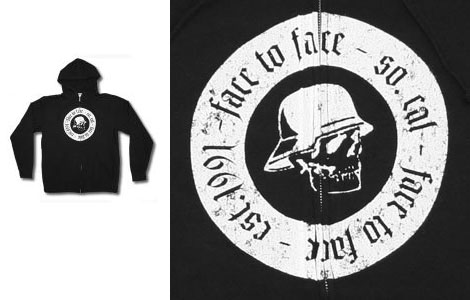 Face To Face- Kaiser Skull on a black zip up hooded sweatshirt