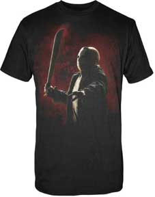 Friday The 13th- Jason Holding Up Machete on a black shirt