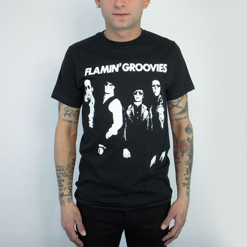 Flamin' Groovies- Band Pic on a black slim fit shirt