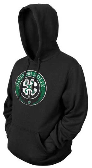 Flogging Molly- Clover on a black hooded sweatshirt