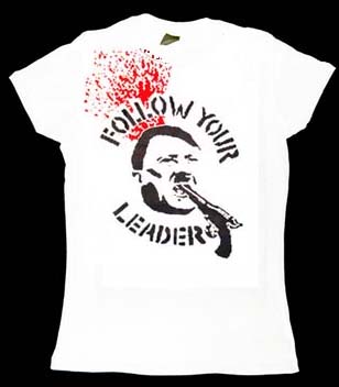 Anti Nazi- Follow Your Leader on a white girls fitted shirt