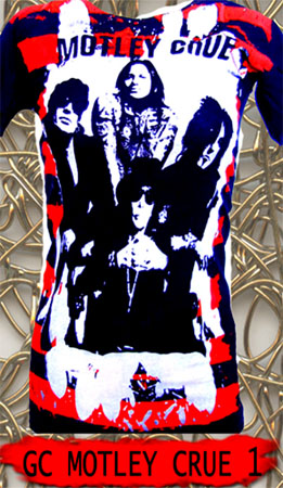 Motley Crue- Striped Band Pic on a black girls fitted shirt by Mosquitohead (Sale price!)