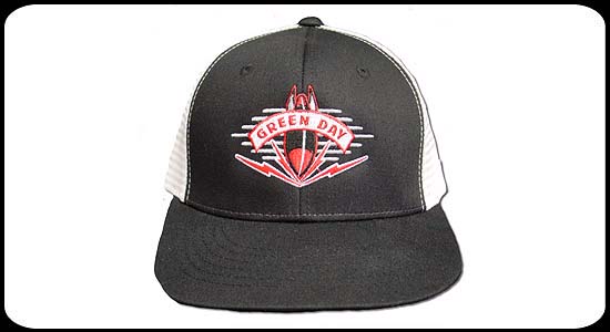 Green Day- Nuke on a black/white trucker baseball hat