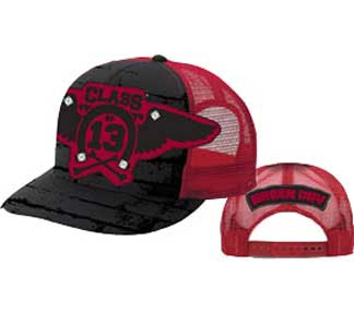 Green Day- Class Of 13 on front, Logo on back on a black/red trucker hat