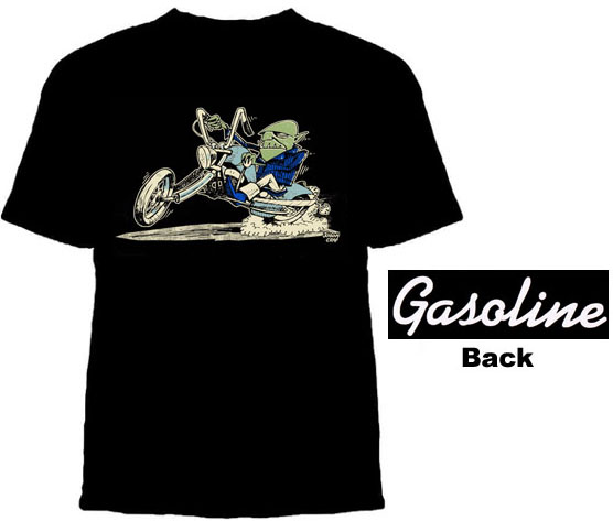 Gasoline Clothing- Hellbound on front, Logo on back on a black shirt
