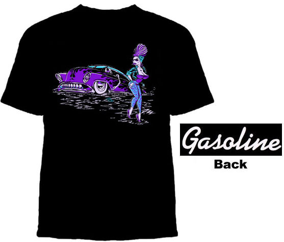 Gasoline Clothing- Night Crawlers on front, Logo on back on a black shirt