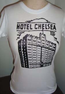 Hotel Chelsea on a white girls fitted shirt by Ghost Of 77