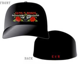 Guns N Roses- Pistols embroidered on a black flex fit baseball hat