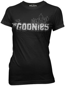 Goonies- Logo on a black girls fitted shirt
