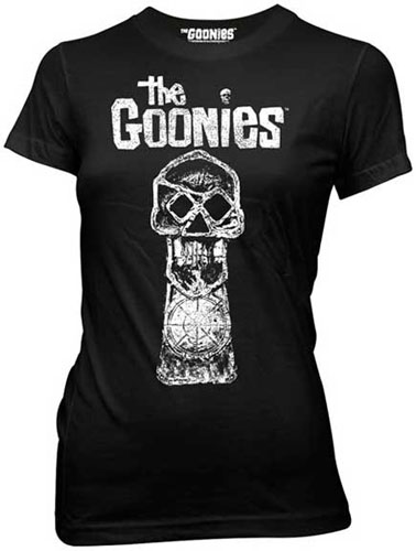 Goonies- Copper Bones on a black girls fitted shirt