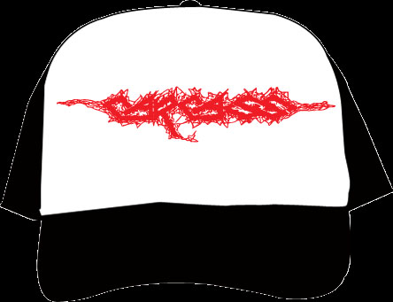 Carcass- Logo on a black/white trucker hat