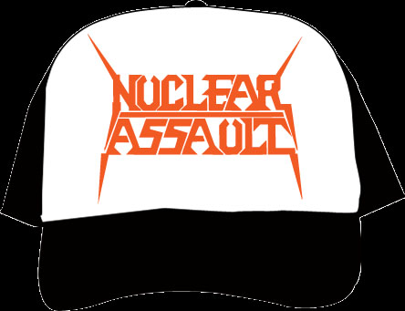 Nuclear Assault- Logo on a black/white trucker hat
