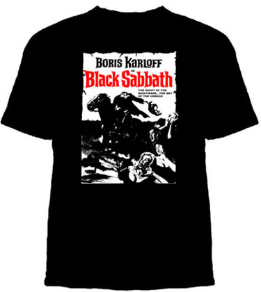 Black Sabbath- Movie Poster on a black shirt