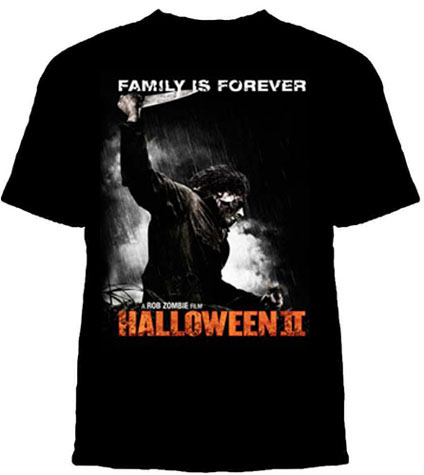 Halloween II- Family Is Forever on a black shirt