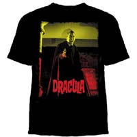 Dracula- Red & Yellow Picture on front, Hammer House Of Horror on back on a black shirt (Sale price!)