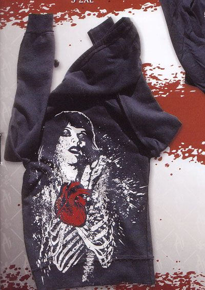 Ribcage Girl on a black hooded guys sweatshirt by Akumu Ink - SALE