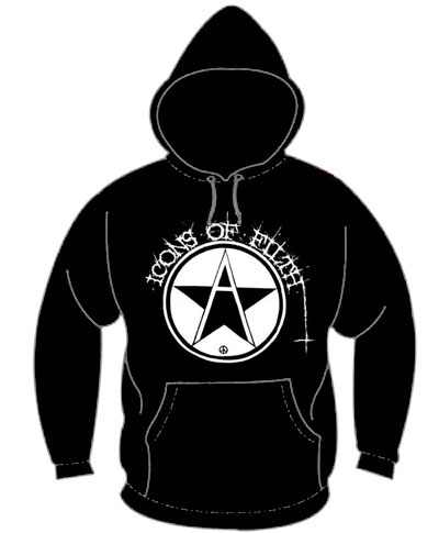 Icons of Filth- Anarchy Symbol on a black hooded sweatshirt