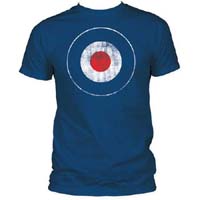 Distressed Mod Target on a blue slim fit shirt