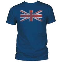 Distressed Union Jack on a navy slim fit shirt