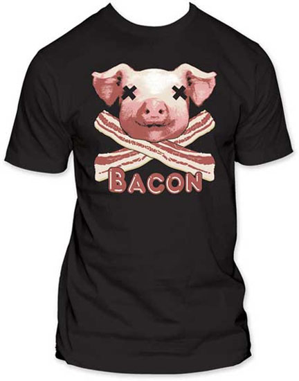 Bacon (Jolly Roger) on a black slim fit shirt