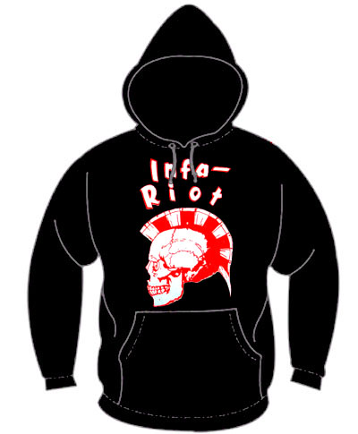 Infa Riot- Skull on a black hooded sweatshirt