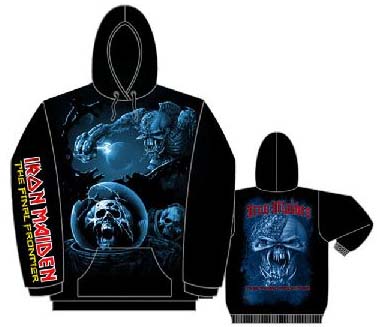 Iron Maiden- The Final Frontier (Front, Back & Sleeve Print) on a black hooded sweatshirt