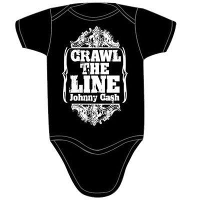 Johnny Cash- Crawl The Line on a black onesie (S-6m, M- 12m, L- 18m)