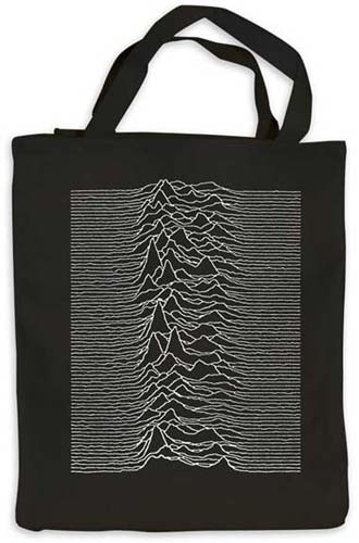 Joy Division- Unknown Pleasures on a black tote bag