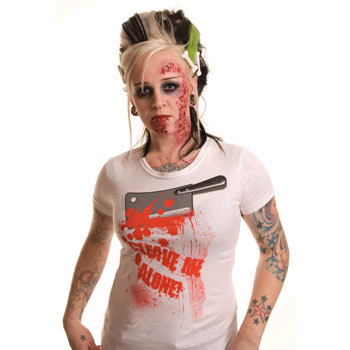 Show product details for Cleave Me Alone on a white girls fitted shirt by Kreepsville 666