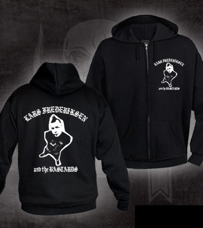 Lars Frederiksen & The Bastards- Lars on front and on back on a black zip up hooded sweatshirt