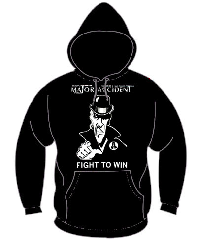 Major Accident- Fight To Win on a black hooded sweatshirt