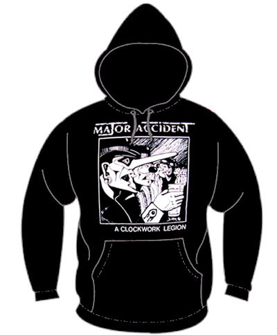 Major Accident- A Clockwork Legion on a black hooded sweatshirt