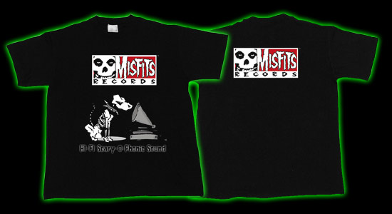 Misfits Records- Scary O Phonic on front, Logo on back on a black shirt (Sale price!)